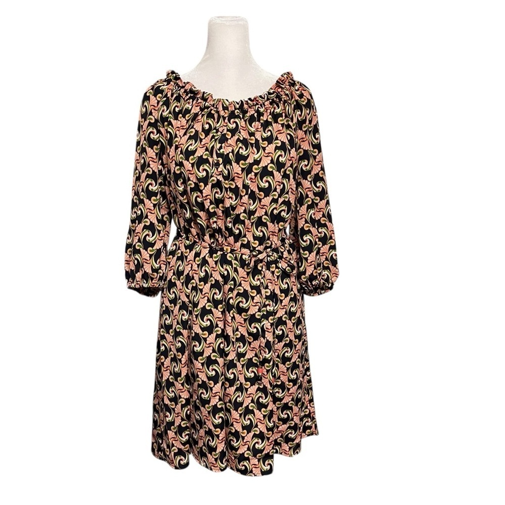 The Webster Miami Navy Pink Art Deco Belted Dress Size Small